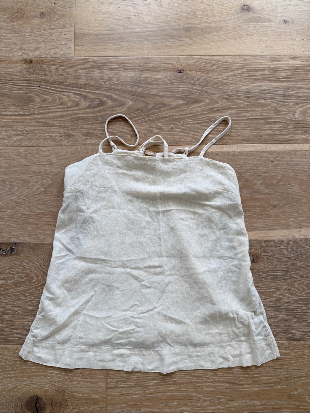 Free-est Women's Cream Spaghetti Strap Tank Top open side XS